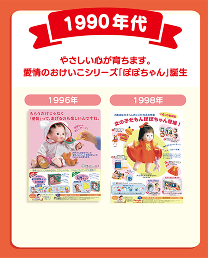 1990年代 やさしい心が育ちます。愛情のおけいこシリーズ「ぽぽちゃん」誕生